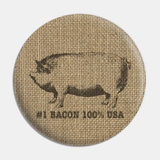 USA Bacon Vintage Natural Beige Burlap Sack Pin