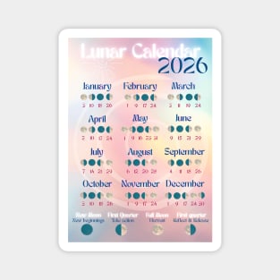 Pastel Lunar Calendar 2026 Magnet