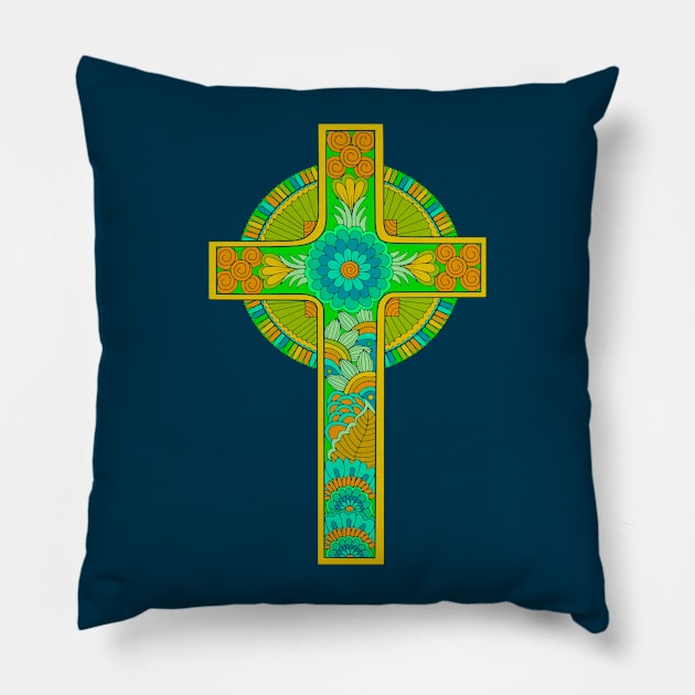 Celtic Style Cross Pillow by AlondraHanley