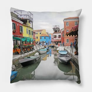 Burano is the island of lace and canals Pillow