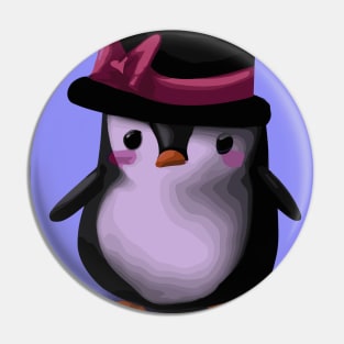 Penguin with Cute Pink Hat Pin