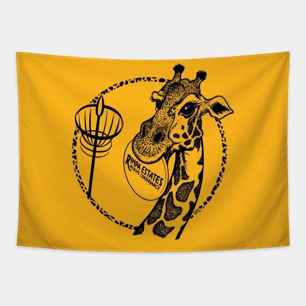 Rimpa Disc Golf Giraffe, BLACK PRINT Tapestry by Uberfy