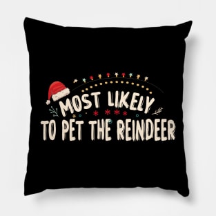 funny Reindeer Family Christmas Holiday santa claus hat Pillow