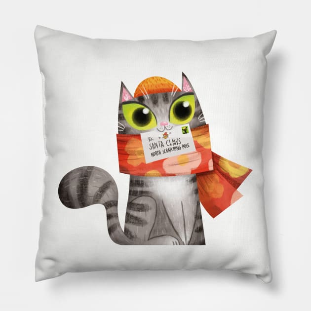 Christmas Cat Pillow by Geeksarecool