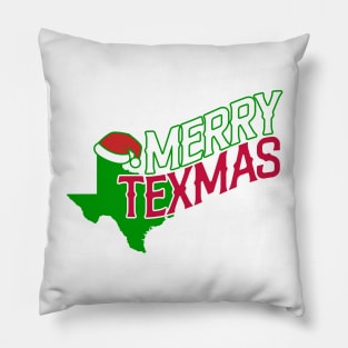 Merry Texmas State with Santa Hat Pillow