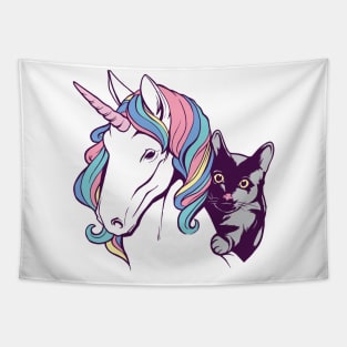 UNICORN AND CAT lovely and cute cartoon design gift Tapestry