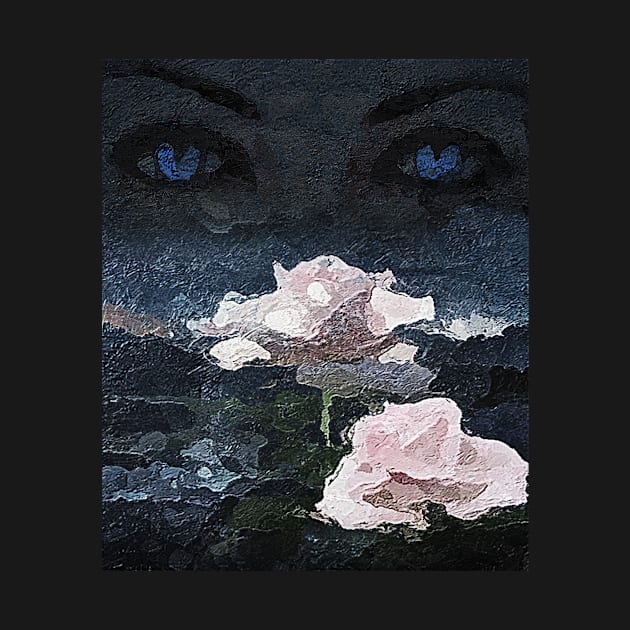 Blue Eyes and White Roses in the Dark by MONLart