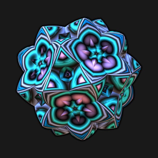 Lavender and Teal 3-D Fractal Pattern by lyle58