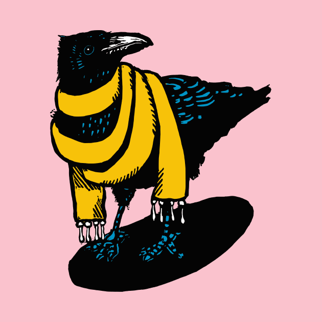 Big Yellow Scarfed Crow by LiquoriceLino