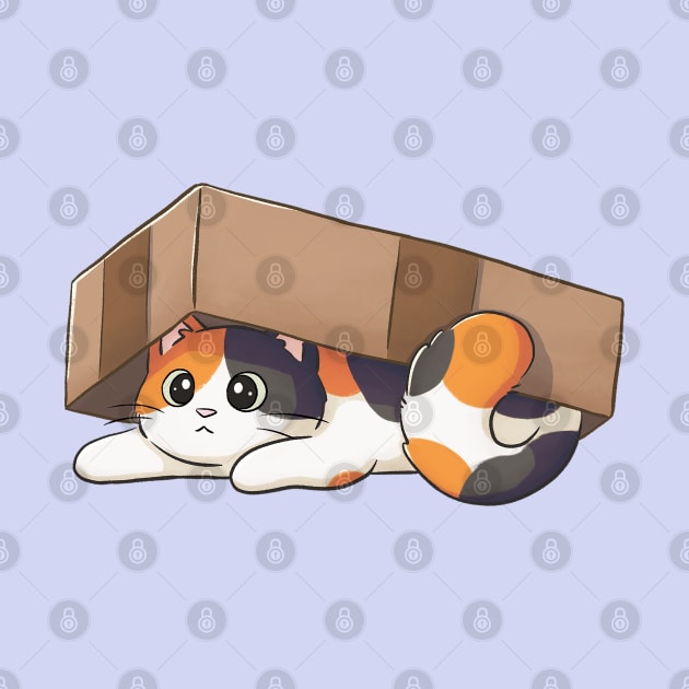 Cute Calico Cat Under Cardboard Box by Meowrye