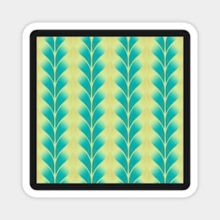 Blue Yellow Leaf Tile Pattern Magnet