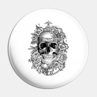 Halloween floral skull Pin