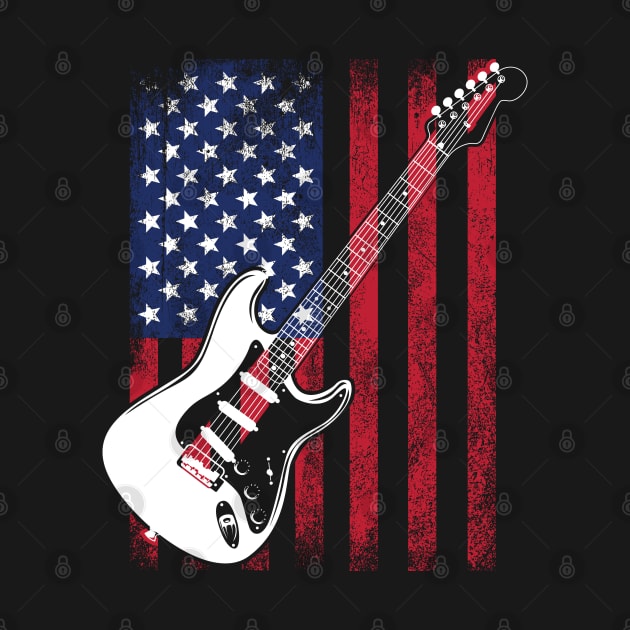 Electric Guitar - Electric Guitar USA Flag by Kudostees