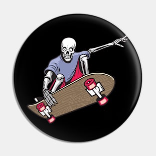 Skeleton Skateboarding Skateboarder Halloween Pin