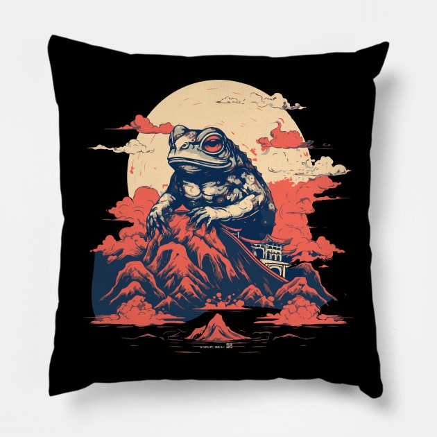 Japanese Giant Frog as a symbol of Wisdom Pillow by tatadonets