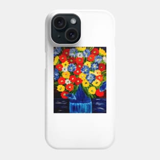 Bright and colorful abstract flowers in a window painting Phone Case