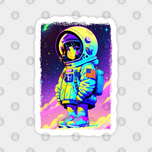 Cute american baby astronaut girl Magnet by Evgeny