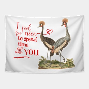 Funny Wildlife Birds Illustration  with Text Tapestry