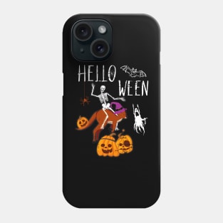 Hello Ween Skeleton Riding Kangaroo Halloween Funny Phone Case