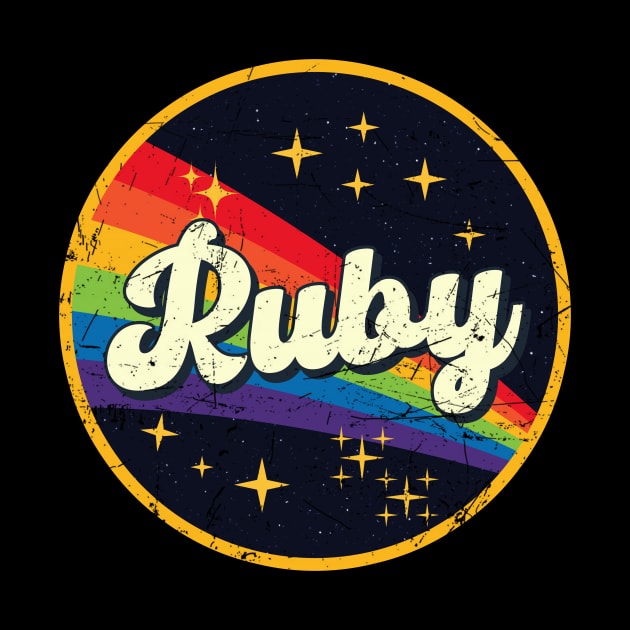 Ruby // Rainbow In Space Vintage Grunge-Style by LMW Art