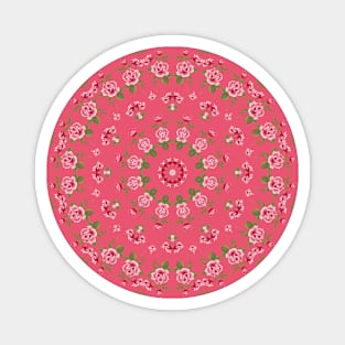 Pink Roses Kaleidoscope Mandala Magnet