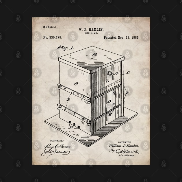 Beekeeping Patent - Beekeeper Bee Hive Honey Art - Antique by patentpress