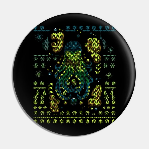 Ugly Christmas Sweater: Cthulhu Pin by hybridgothica