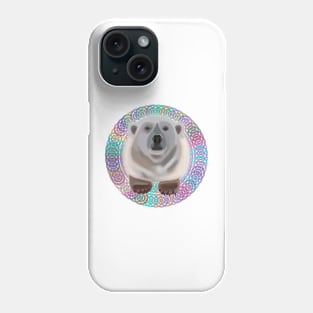 Polar Bear on rainbow circular pattern Phone Case