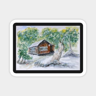 Snow Storm Hut - Watercolour Magnet