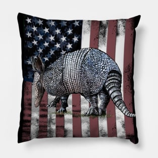 Armadillo US Flag USA America Pillow