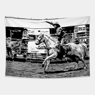 Rodeo Cowboy - Steer Roping Event Tapestry