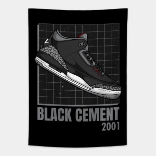 AJ 3 Black Cement Sneaker Tapestry