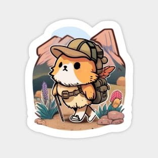 Cute Hamster hiking in the desert Magnet