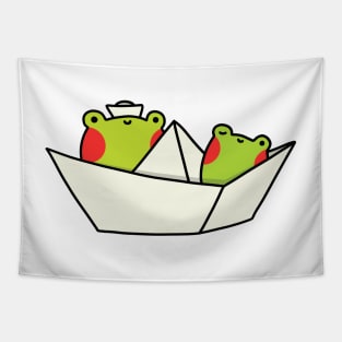 Frogs in a paper boat Tapestry