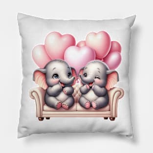 Valentine Elephant Couple Sitting Sofa Pillow