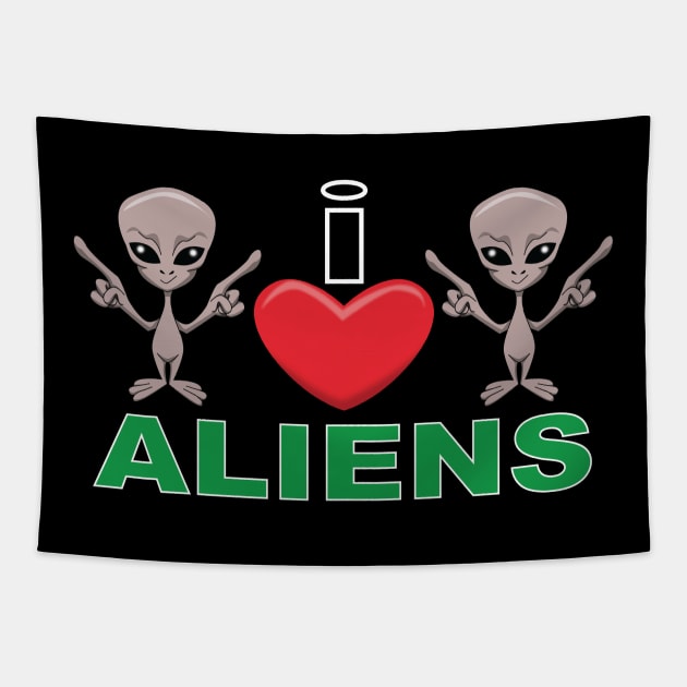 I Heart Aliens Tapestry by Wickedcartoons