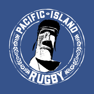 Easter Island Head Rugby Fan - White Text T-Shirt