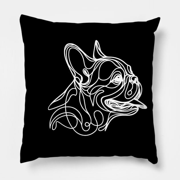 French bulldog monoline black, my best buddy, cute pet, Frenchie lovers or owners, dog lovers Pillow by Collagedream