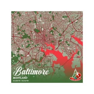 Baltimore - Maryland Christmas Map T-Shirt