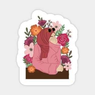Pink Floral Muslim woman hijabi Magnet
