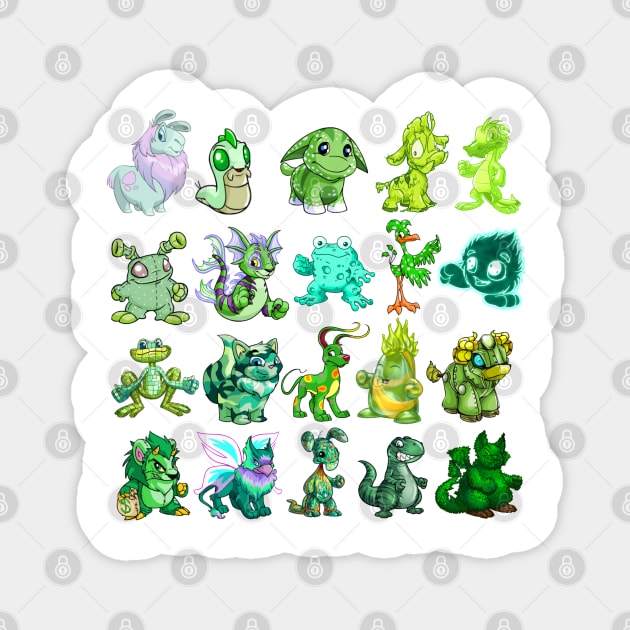 Green Neopets Rainbow Magnet by Curious Sausage