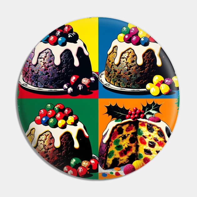 Pudding Pop: A Festive Explosion of Color - Christmas Pudding Pin by PawPopArt