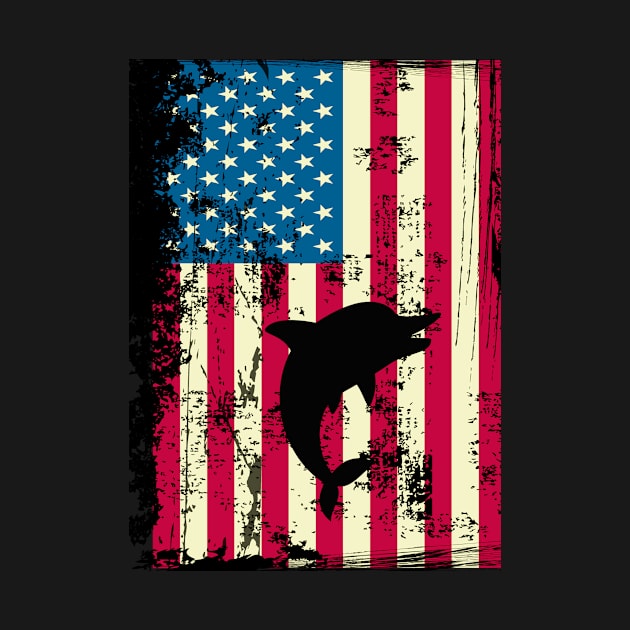 Dolphin American Flag USA Patriotic 4th Of July Gifts by KittleAmandass