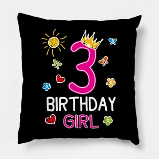 Kids 3rd Birthday Girl Crown Princess Pillow