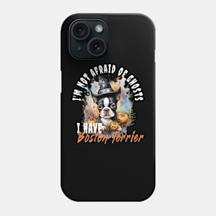 Boston Terrier Dog Ghost Guardian Vintage Halloween Funny Phone Case