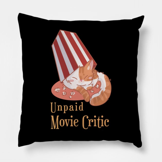 Unpaid Movie Critic - Red and white sleeping cat Pillow by Feline Emporium
