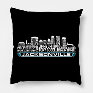 Jacksonville Football Team All Time Legends, Jacksonville City Skyline Pillow