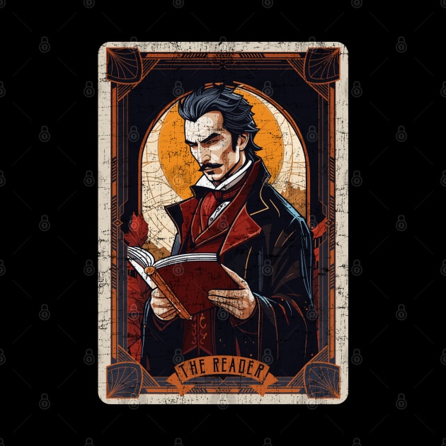 The Reader Vintage Vampire Halloween Tarot Card by DanielLiamGill