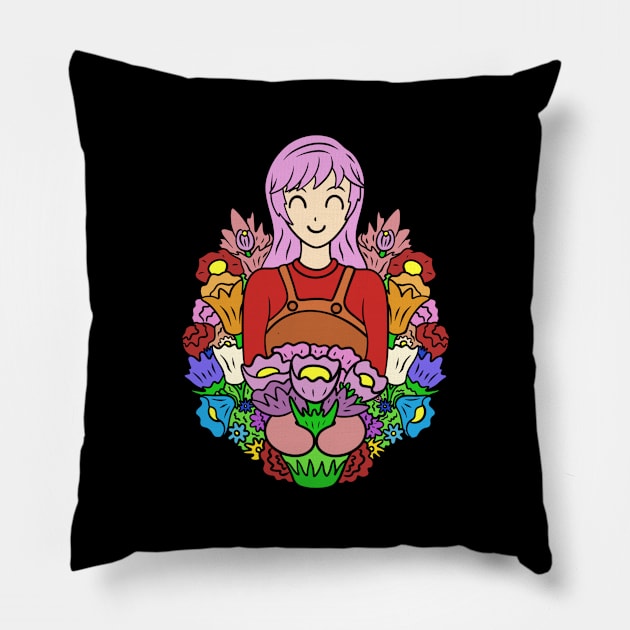 Cute florist girl Pillow by Andrew Hau