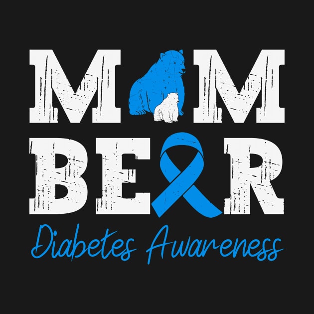 Mom Bear Diabetes Awareness Blue Ribbon Diabetes Awareness Month by Art master